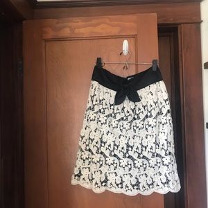 Anthropologie Black & White Openwork Vines Skirt
